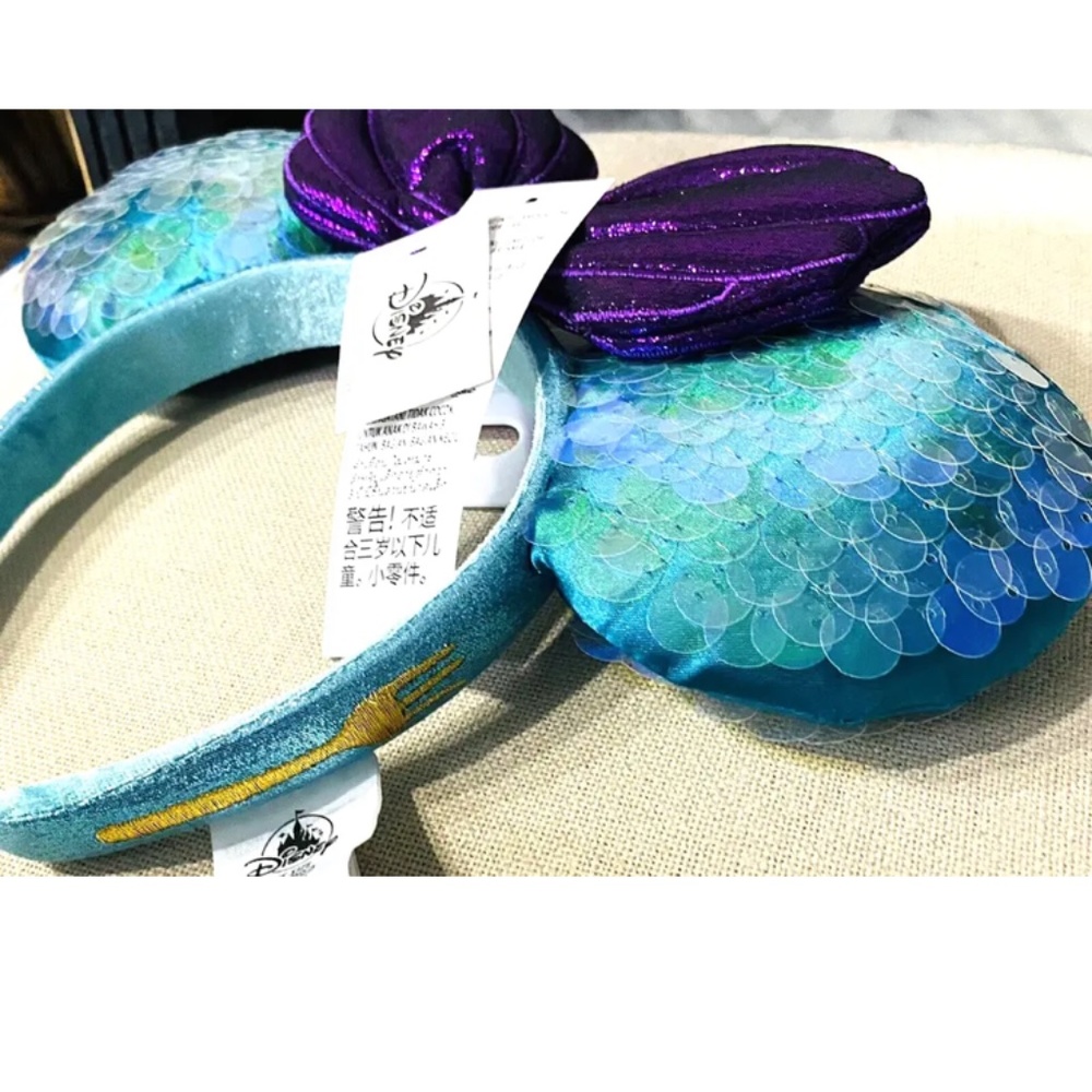 NWT Little Mermaid Ariel Dinglehopper Minnie Bow Ears Headband Disney Parks - Picture 2 of 4